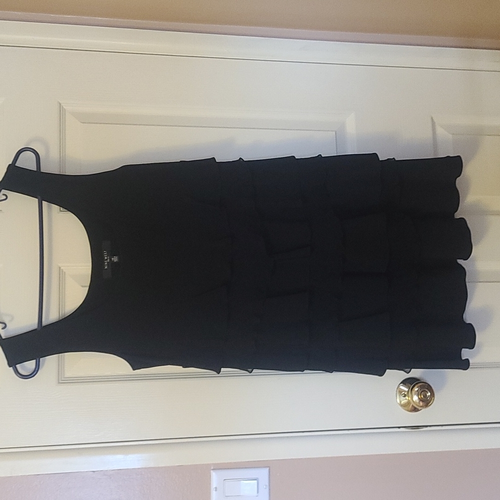 Nine West little black dress, tank, sleeveless, mini, tiered size 14